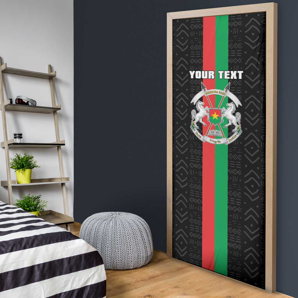 Personalized Burkina Faso Striped Door Cover African Mud Cloth Pattern - Black