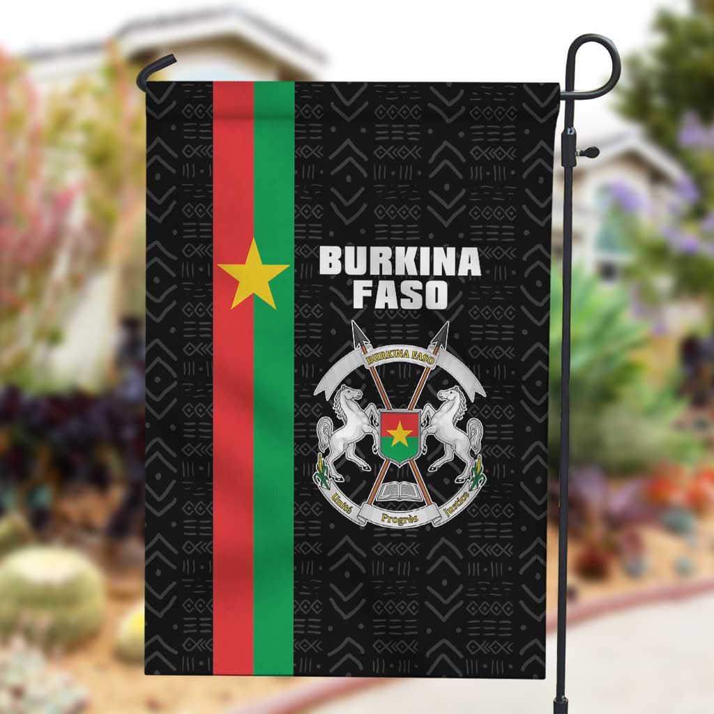Burkina Faso Garden Flag Striped Black - Bogolan Pattern - African Pride