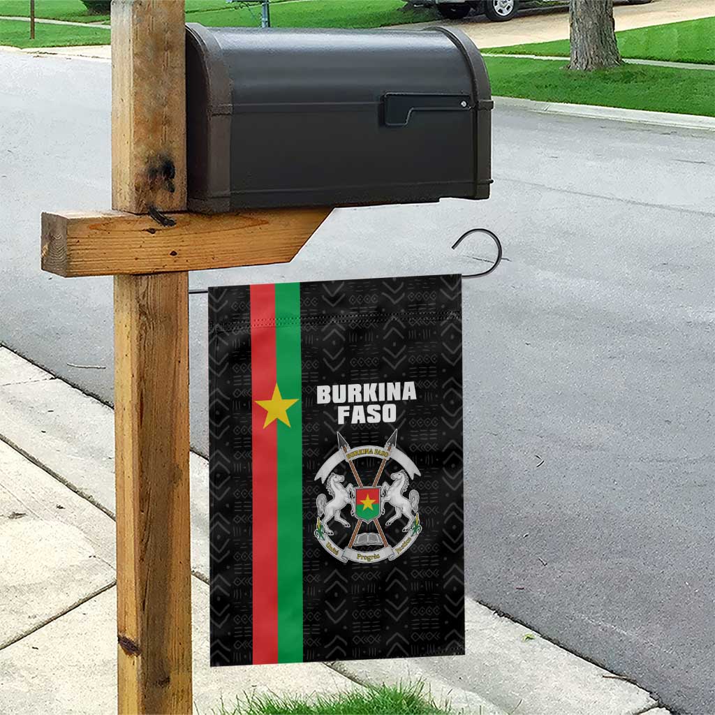 Burkina Faso Garden Flag Striped Black - Bogolan Pattern - African Pride