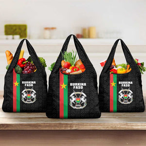 Burkina Faso Grocery Bag Striped Black - Bogolan Pattern - African Pride