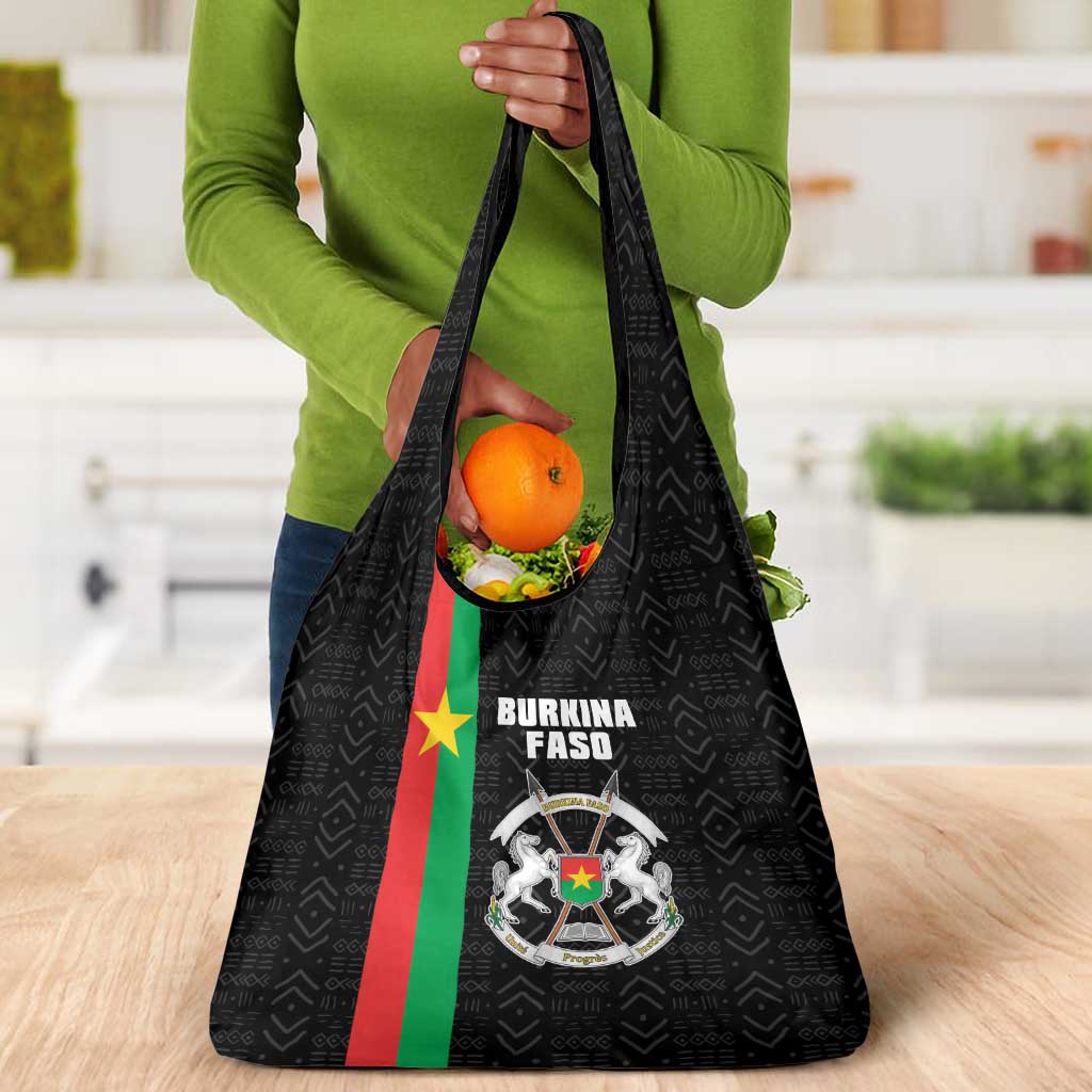 Burkina Faso Grocery Bag Striped Black - Bogolan Pattern - African Pride