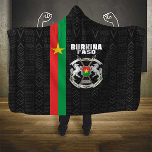 Burkina Faso Hooded Blanket Striped Black - Bogolan Pattern - African Pride