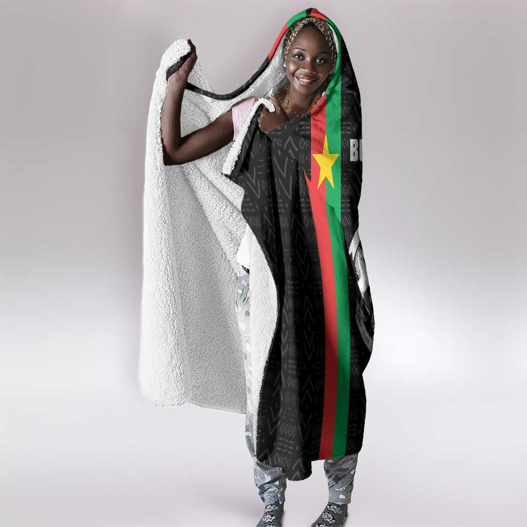 Burkina Faso Hooded Blanket Striped Black - Bogolan Pattern - African Pride