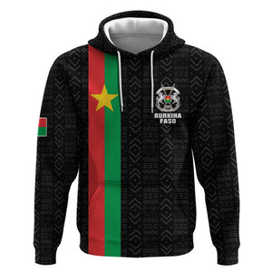 Personalized Burkina Faso Hoodie Striped Black - Bogolan Pattern - African Pride