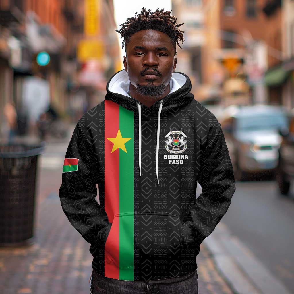 Personalized Burkina Faso Hoodie Striped Black - Bogolan Pattern - African Pride