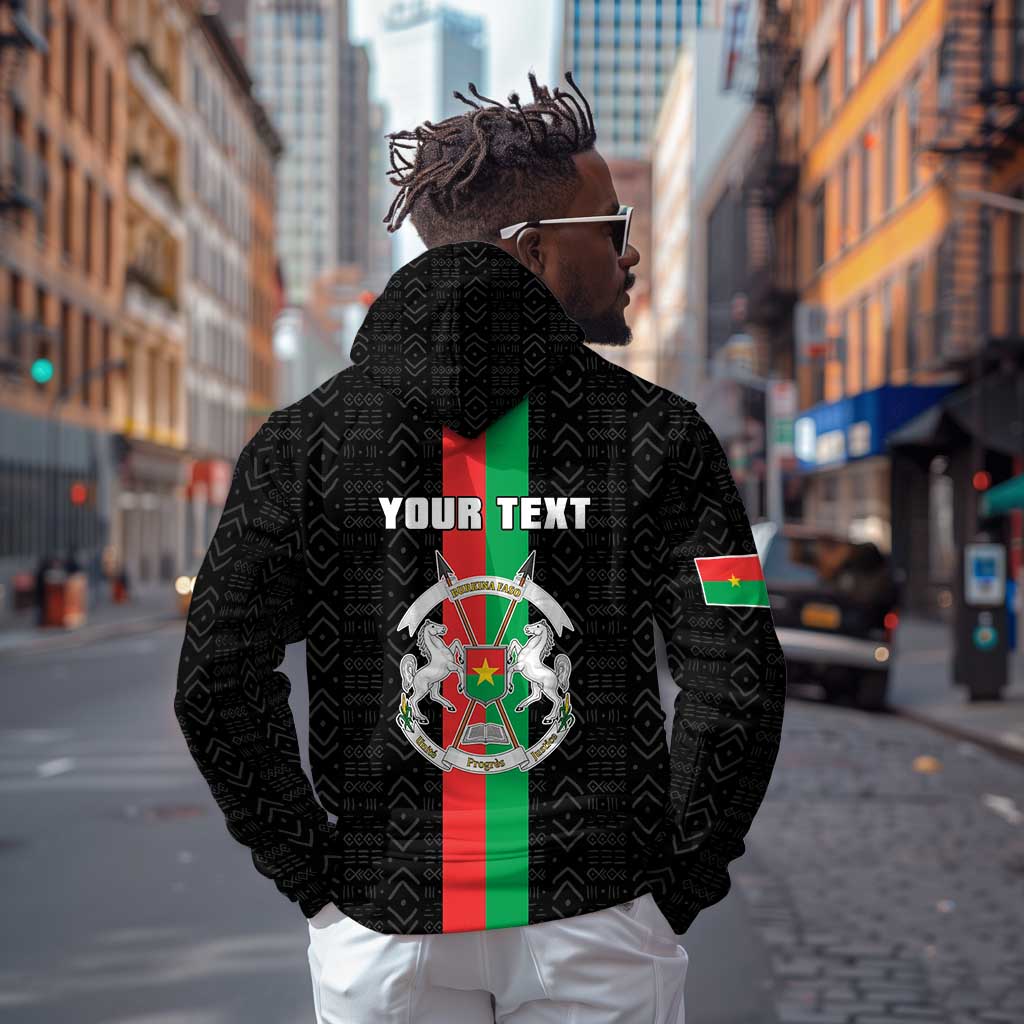 Personalized Burkina Faso Hoodie Striped Black - Bogolan Pattern - African Pride