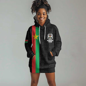 Personalized Burkina Faso Hoodie Dress Striped Black - Bogolan Pattern - African Pride