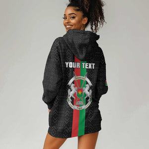 Personalized Burkina Faso Hoodie Dress Striped Black - Bogolan Pattern - African Pride