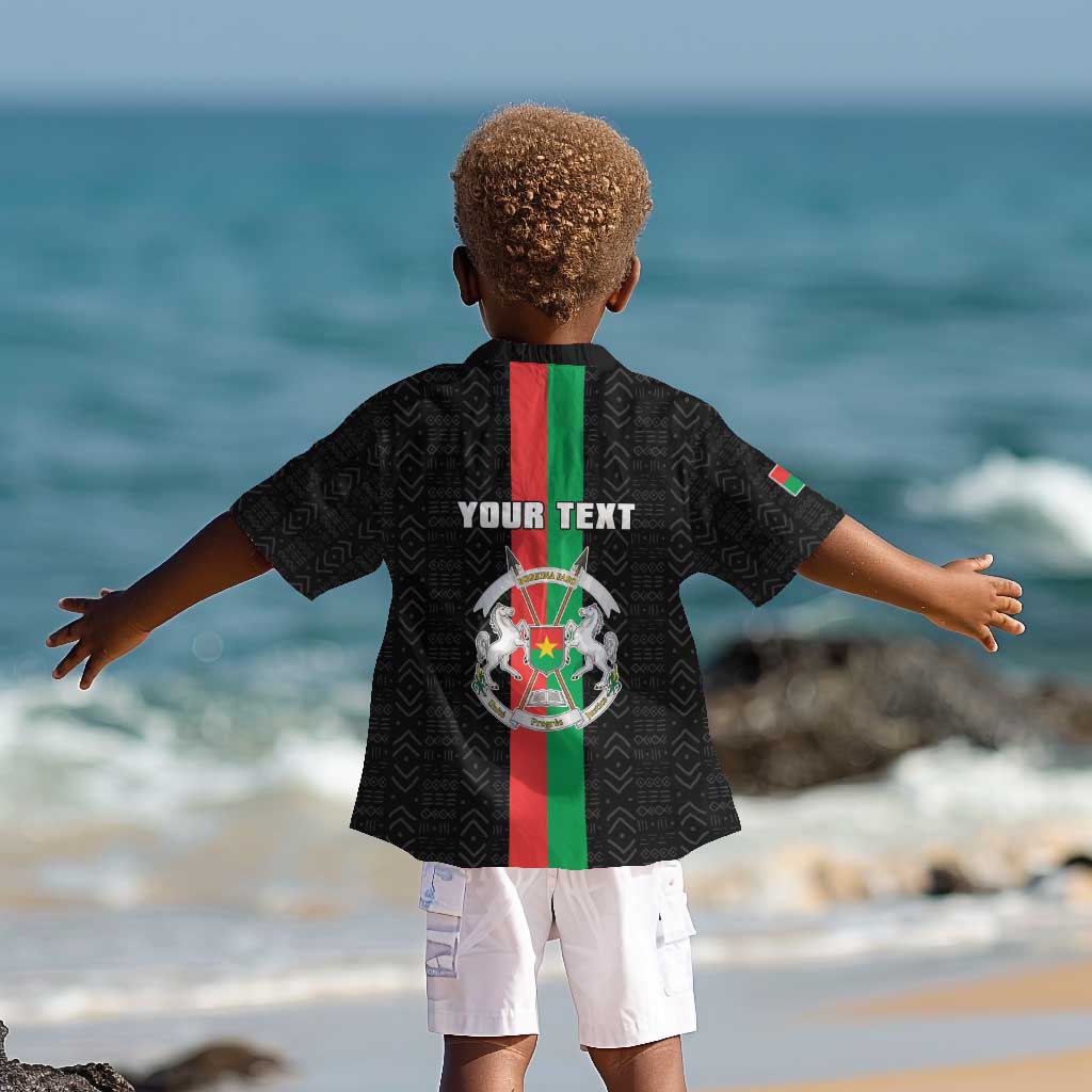 Personalized Burkina Faso Kid Hawaiian Shirt Striped Black - Bogolan Pattern - African Pride
