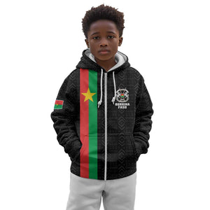 Personalized Burkina Faso Kid Hoodie Striped Black - Bogolan Pattern - African Pride