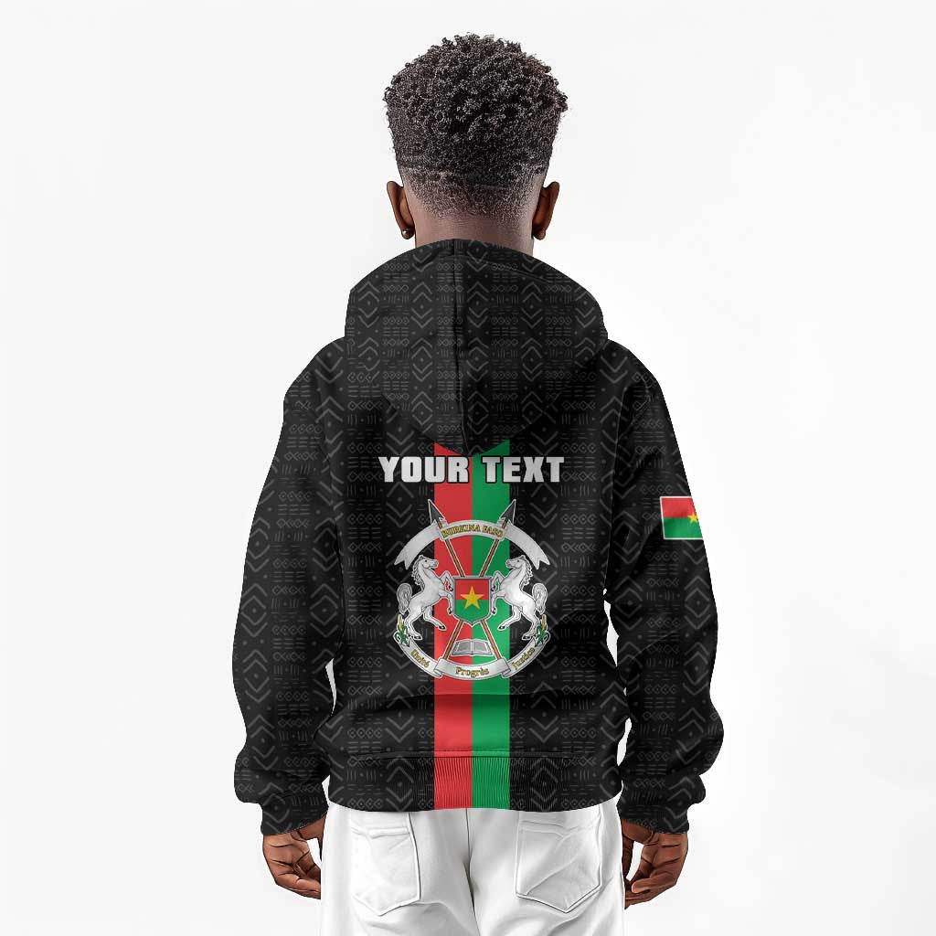 Personalized Burkina Faso Kid Hoodie Striped Black - Bogolan Pattern - African Pride