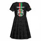 Personalized Burkina Faso Kid Short Sleeve Dress Striped Black - Bogolan Pattern - African Pride