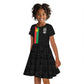 Personalized Burkina Faso Kid Short Sleeve Dress Striped Black - Bogolan Pattern - African Pride
