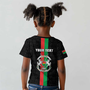 Personalized Burkina Faso Kid T shirt Striped Black - Bogolan Pattern - African Pride