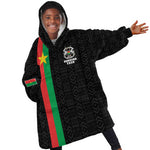 Personalized Burkina Faso Kid Wearable Blanket Hoodie Striped Black - Bogolan Pattern - African Pride