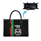 Burkina Faso Striped Leather Bag African Mud Cloth Pattern - Black