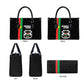 Burkina Faso Striped Leather Bag African Mud Cloth Pattern - Black