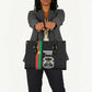 Burkina Faso Striped Leather Bag African Mud Cloth Pattern - Black
