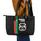 Burkina Faso Leather Tote Bag Striped Black - Bogolan Pattern - African Pride