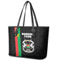 Burkina Faso Leather Tote Bag Striped Black - Bogolan Pattern - African Pride