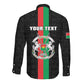 Personalized Burkina Faso Long Sleeve Button Shirt Striped Black - Bogolan Pattern - African Pride