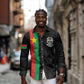 Personalized Burkina Faso Long Sleeve Button Shirt Striped Black - Bogolan Pattern - African Pride