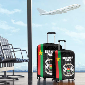 Burkina Faso Luggage Cover Striped Black - Bogolan Pattern - African Pride