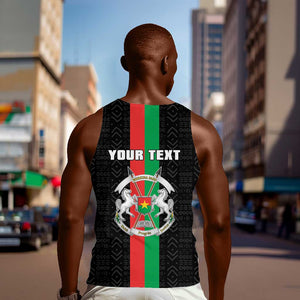 Personalized Burkina Faso Men Tank Top Striped Black - Bogolan Pattern - African Pride