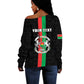 Personalized Burkina Faso Off Shoulder Sweater Striped Black - Bogolan Pattern - African Pride