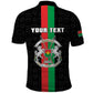 Personalized Burkina Faso Polo Shirt Striped Black - Bogolan Pattern - African Pride