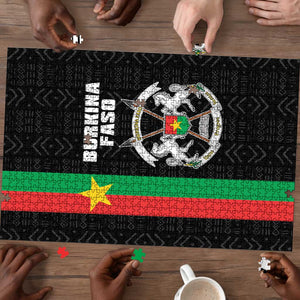 Burkina Faso Striped Puzzle African Mud Cloth Pattern - Black