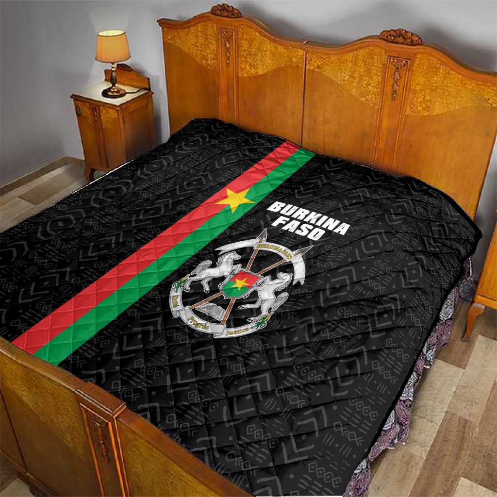 Burkina Faso Quilt Striped Black - Bogolan Pattern - African Pride