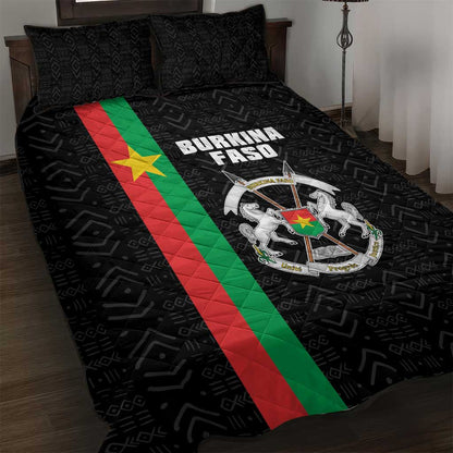 Burkina Faso Quilt Bed Set Striped Black - Bogolan Pattern - African Pride