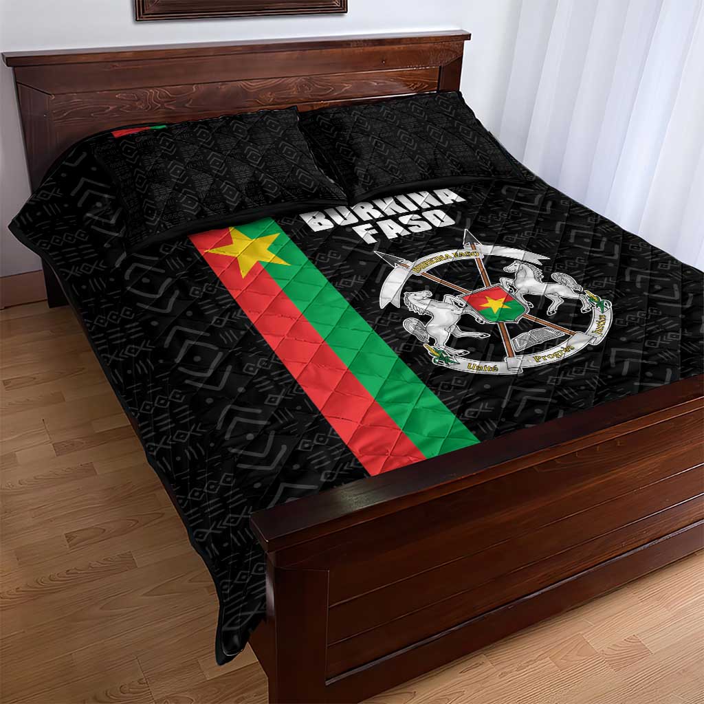 Burkina Faso Quilt Bed Set Striped Black - Bogolan Pattern - African Pride