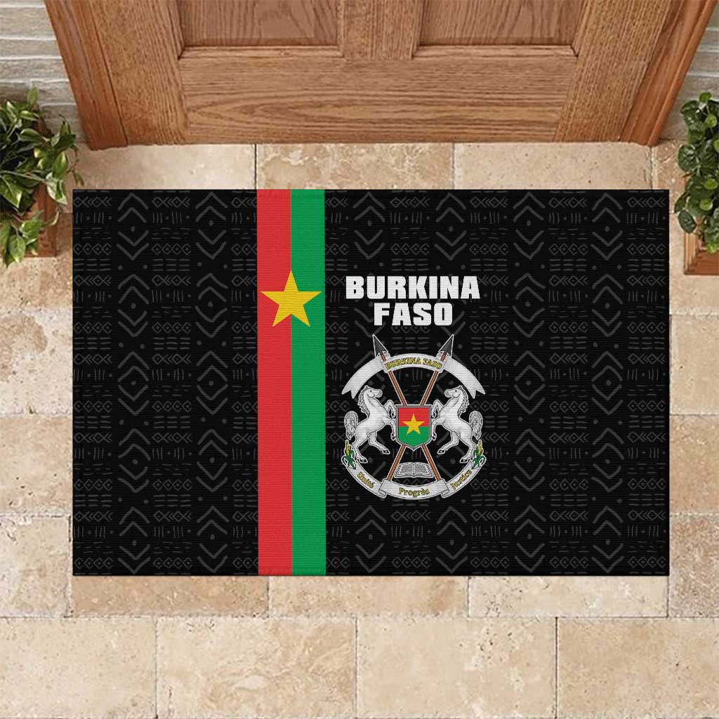 Burkina Faso Rubber Doormat Striped Black - Bogolan Pattern - African Pride