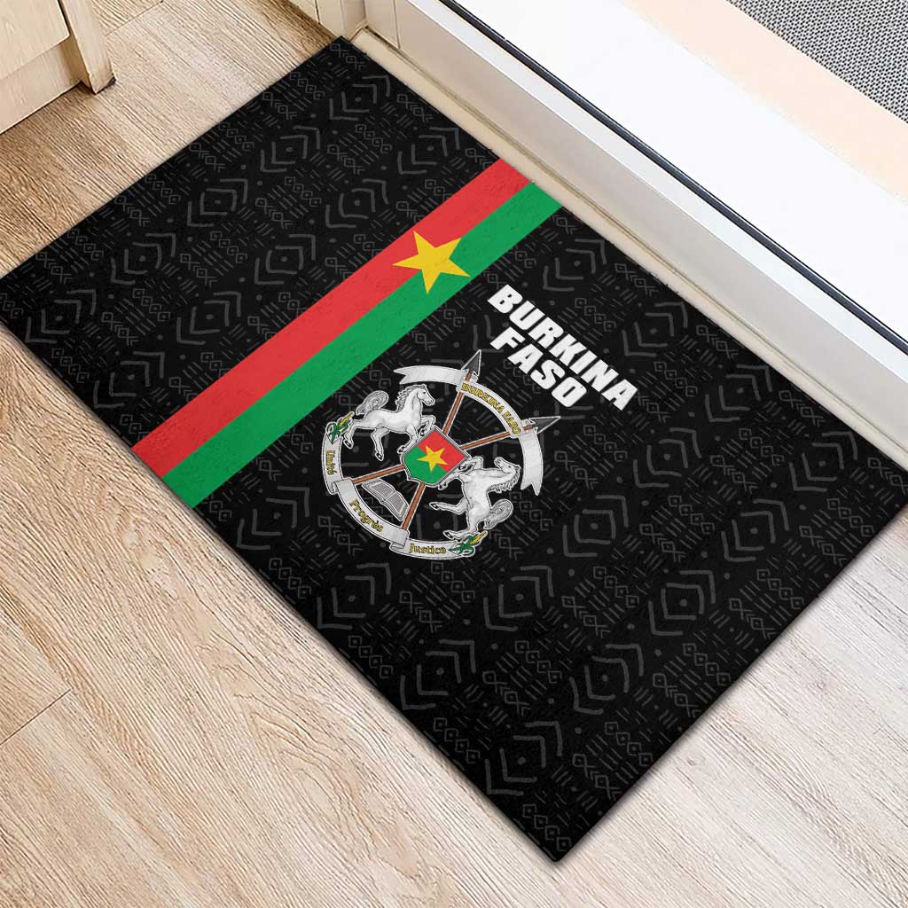 Burkina Faso Rubber Doormat Striped Black - Bogolan Pattern - African Pride