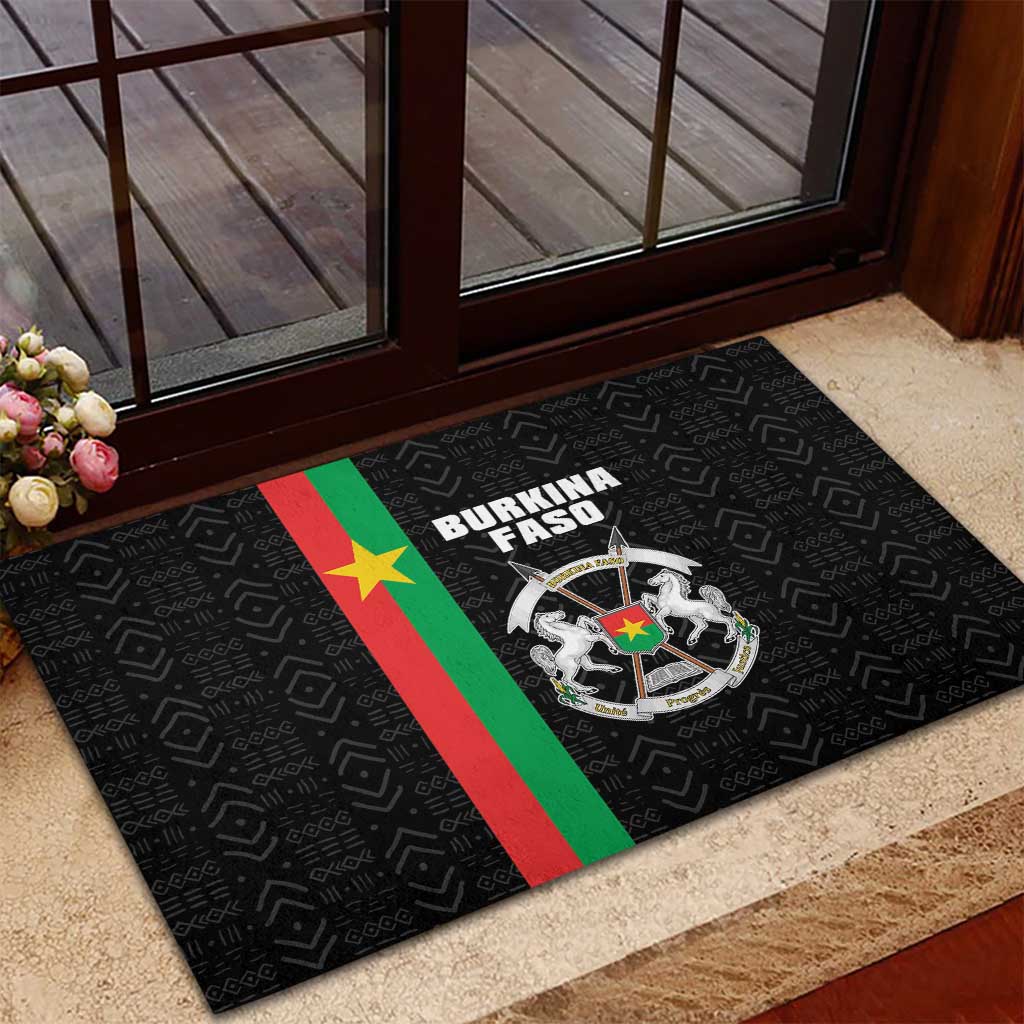 Burkina Faso Rubber Doormat Striped Black - Bogolan Pattern - African Pride