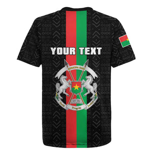 Personalized Burkina Faso Rugby Jersey Striped Black - Bogolan Pattern - African Pride