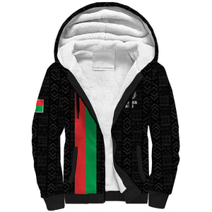 Personalized Burkina Faso Sherpa Hoodie Striped Black - Bogolan Pattern - African Pride