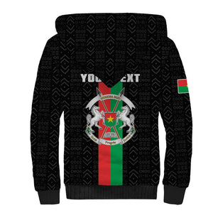 Personalized Burkina Faso Sherpa Hoodie Striped Black - Bogolan Pattern - African Pride