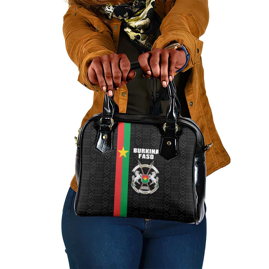 Burkina Faso Shoulder Handbag Striped Black - Bogolan Pattern - African Pride