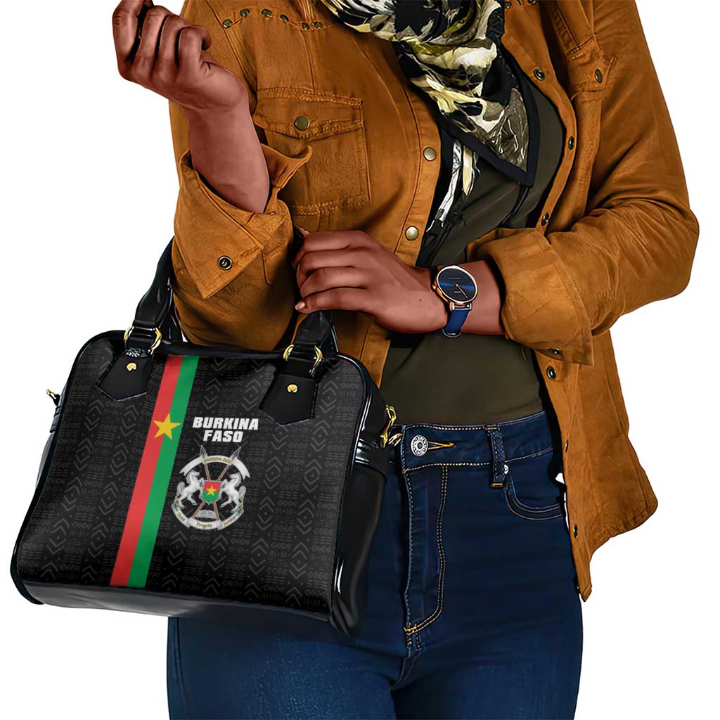 Burkina Faso Shoulder Handbag Striped Black - Bogolan Pattern - African Pride