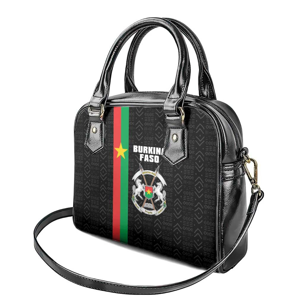 Burkina Faso Shoulder Handbag Striped Black - Bogolan Pattern - African Pride