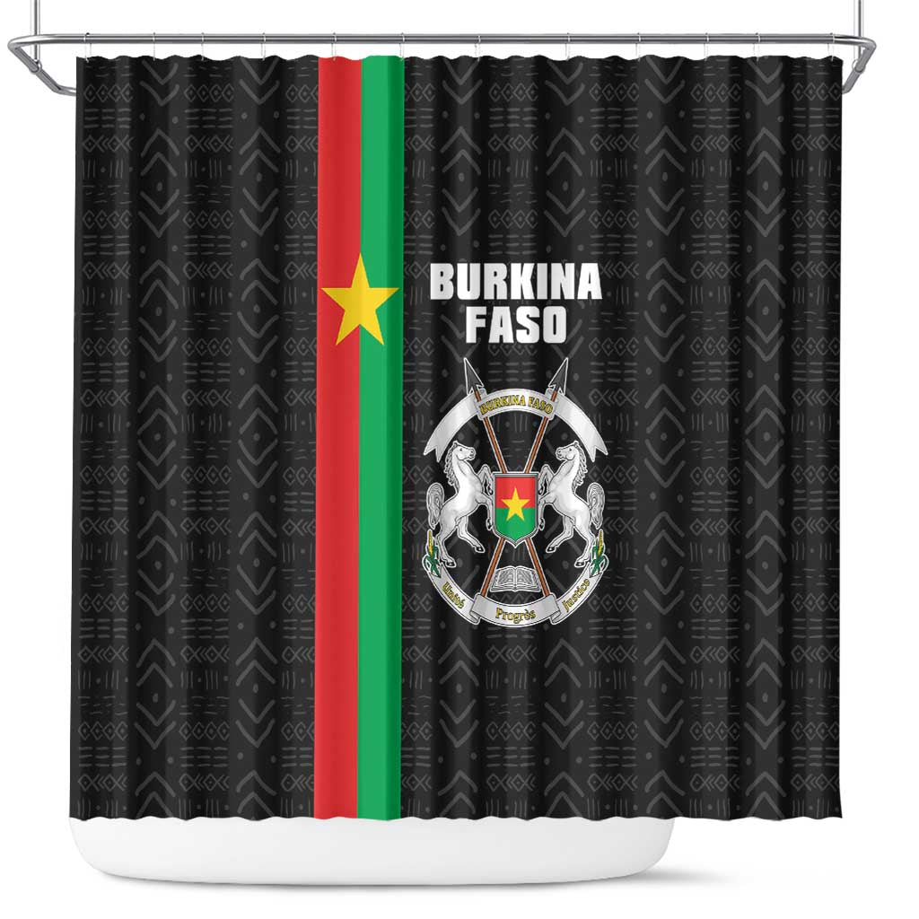 Burkina Faso Shower Curtain Striped Black - Bogolan Pattern - African Pride