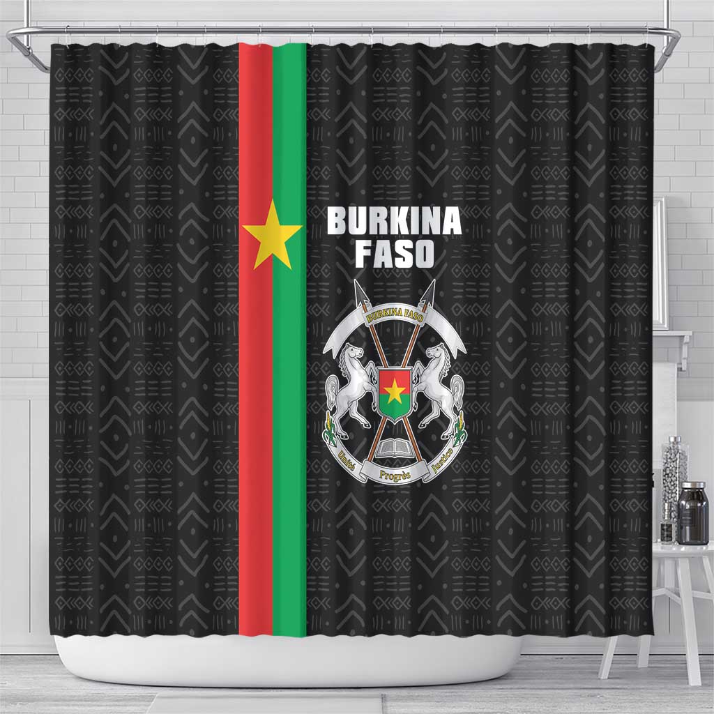 Burkina Faso Shower Curtain Striped Black - Bogolan Pattern - African Pride