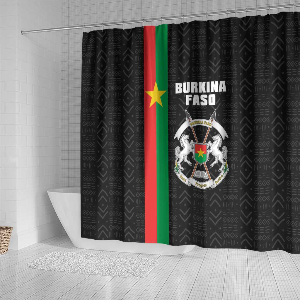 Burkina Faso Shower Curtain Striped Black - Bogolan Pattern - African Pride