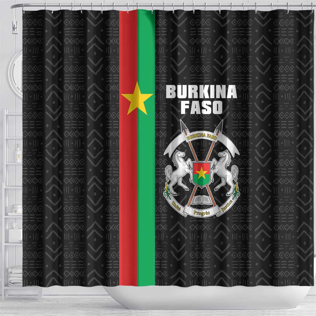 Burkina Faso Shower Curtain Striped Black - Bogolan Pattern - African Pride