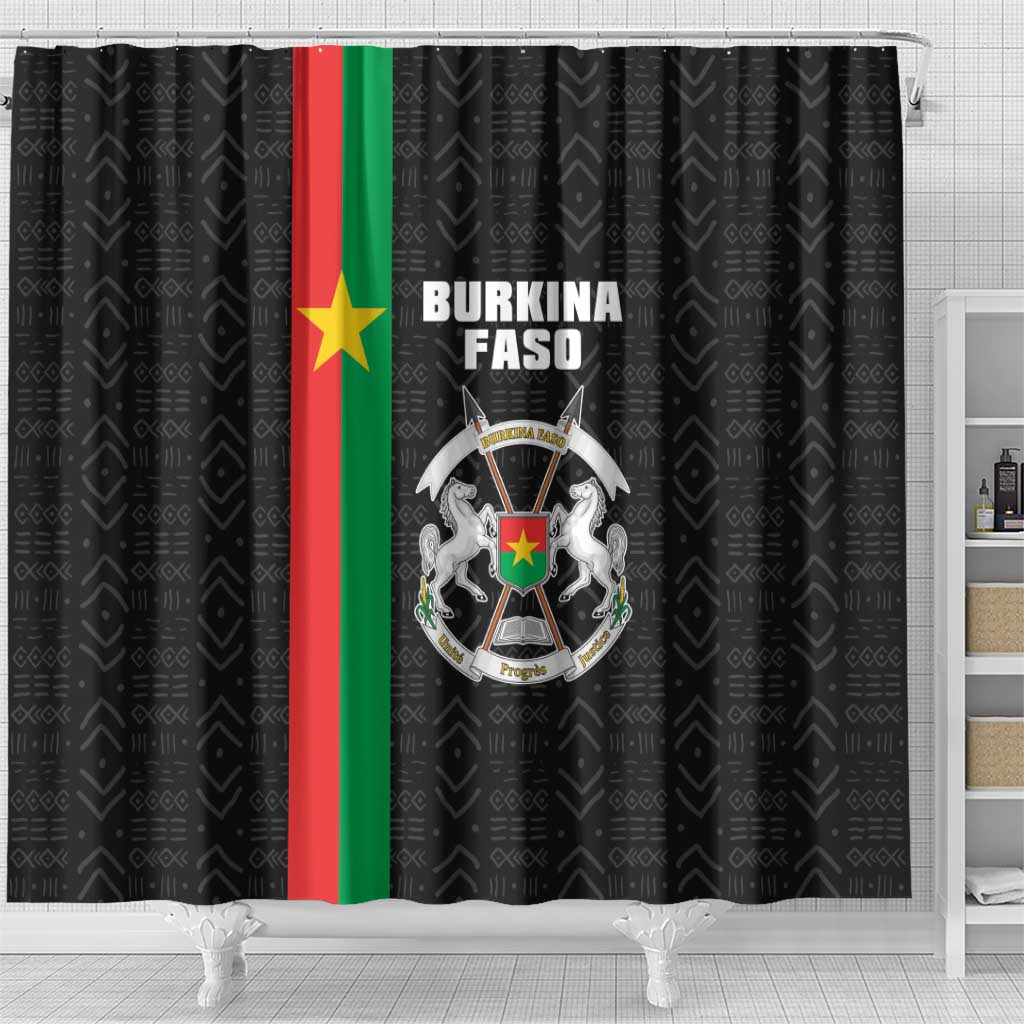 Burkina Faso Shower Curtain Striped Black - Bogolan Pattern - African Pride