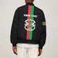 Personalized Burkina Faso Sleeve Zip Bomber Jacket Striped Black - Bogolan Pattern - African Pride