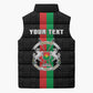 Personalized Burkina Faso Striped Sleeveless Puffer Jacket African Mud Cloth Pattern - Black